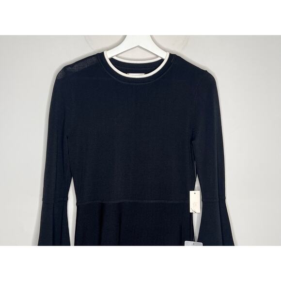 Eliza J Stripe Bell Sleeve Fit & Flare Dress Black White Women's Size Small NWT - Picture 4 of 14